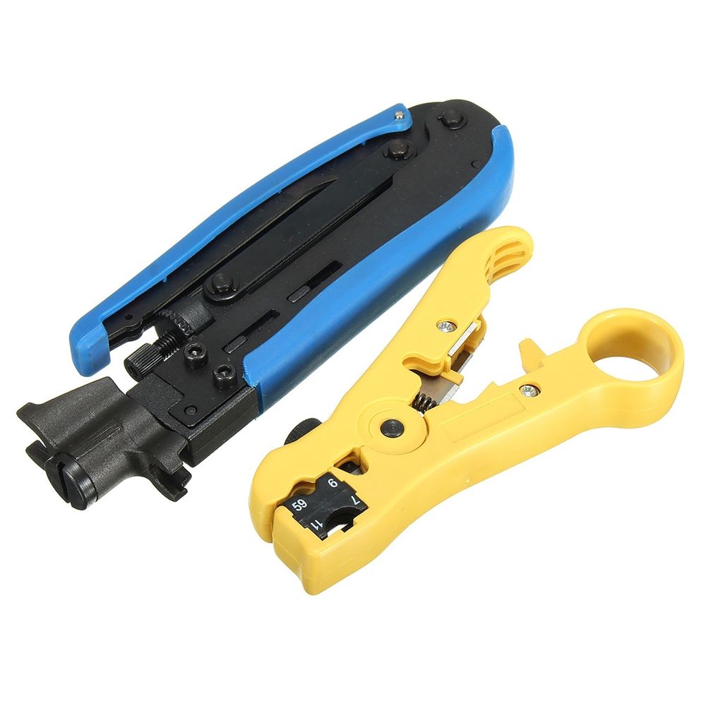 Compression Tool Coax Cable Crimper Kit Adjustable RG6 Coaxial Cable Stripper
