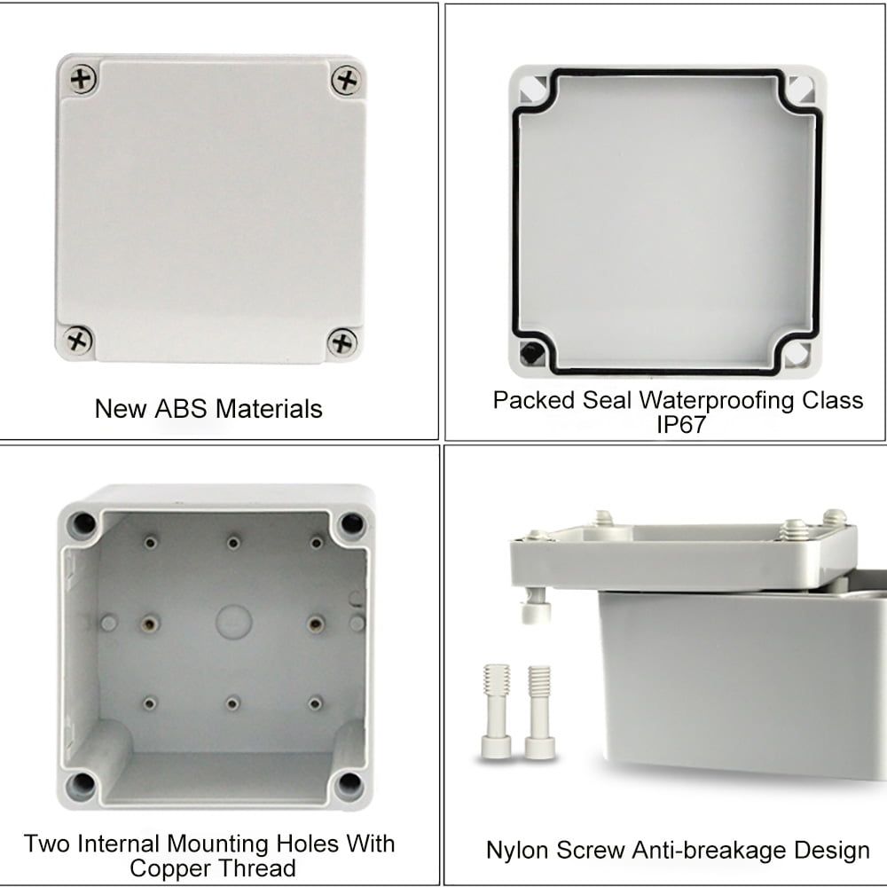 ABS Junction Box Electrical Project Enclosure Box Protection IP67 Waterproof White 110×80×45mm
