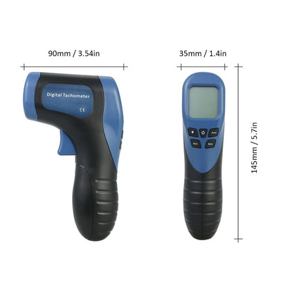 LCD Display Laser Digital Tachometer Automatic Manual Measurement Handheld Gun Type Design Blue