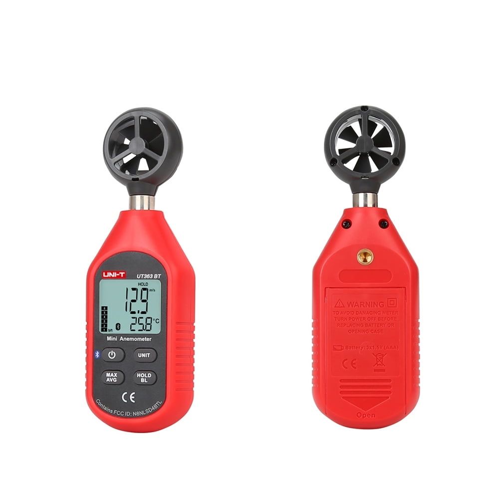 Portable UT363BT Digital Anemometer for Measure Wind Speed and Temperature by Bluetooth Red