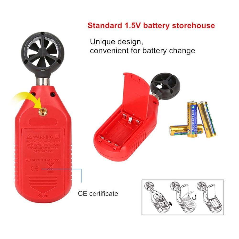 Portable UT363BT Digital Anemometer for Measure Wind Speed and Temperature by Bluetooth Red
