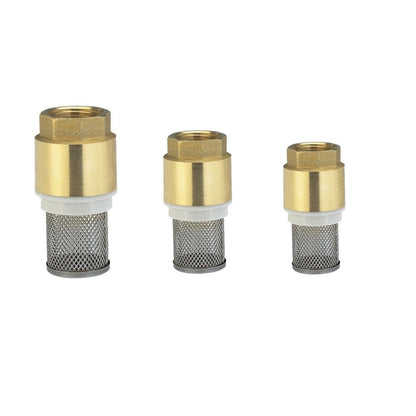 1/2" Brass Vertical Check Valve, Water Pump Bottom Valve with Strainer/Filter, Foot Valve Bottom Valve Gold