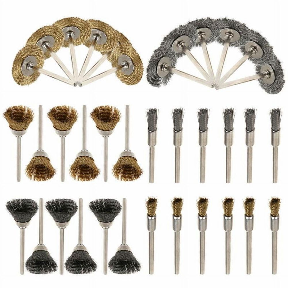36Pcs Wire Steel Brass Brushes Set Polishing Brush Wheels Set for Dremel Rotary Tool