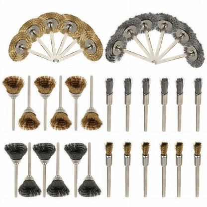 36Pcs Wire Steel Brass Brushes Set Polishing Brush Wheels Set for Dremel Rotary Tool