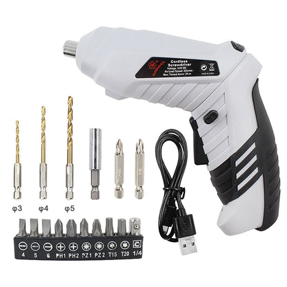 Foldable Electric Screwdriver, Rechargeable Cordless Screwdriver with USB Cable, Small Power Drill Set with Adjustable Torque and LED Light, for Home, Office, and DIY Tool Projects