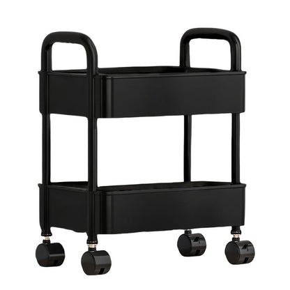Rolling Storage Cart with Handle, 3 Tier Mobile Organizer Rack, Wheeled Utility Trolley for Kitchen Bathroom Living Room Household Storage