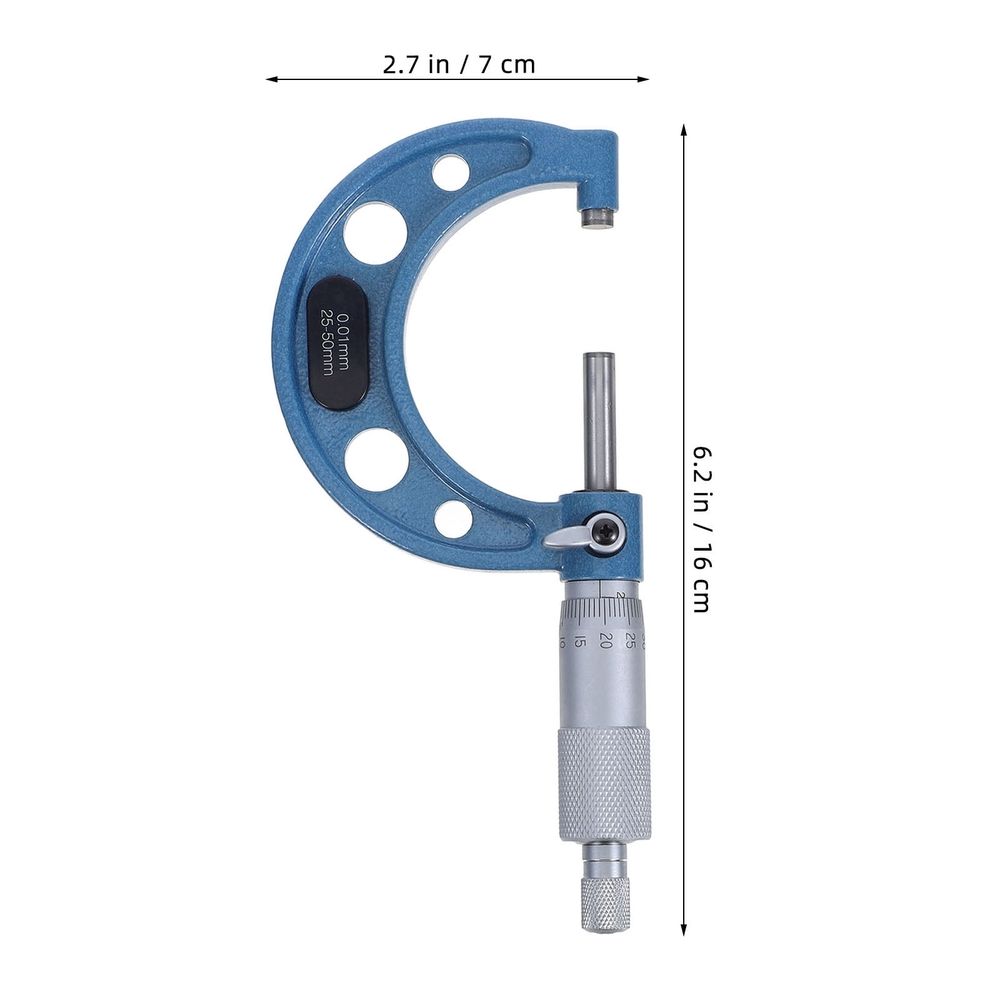 Stainless Steel Outside Micrometer 25-50mm Range with 0.01mm Graduation Precision Measuring Tool for Machinists and Engineers