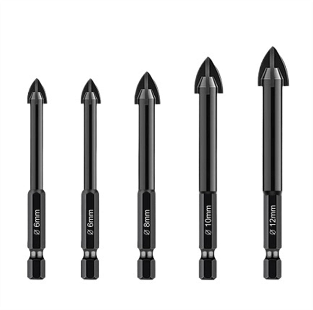 Masonry Drill Bit, Concrete Drill Bit Set, Tungsten Carbide Tip, Hex Shank Drill Bits, Cement Drill Bits 5 Pcs