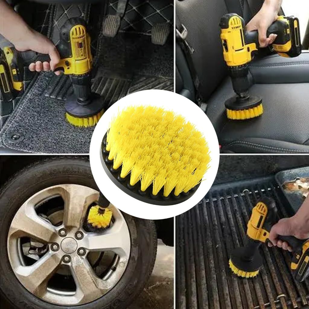 2 pcs Soft Drill Brush Attachment Set - Car Interior Detailing Kit, All Purpose Power Drill Brush with Extend Attachment