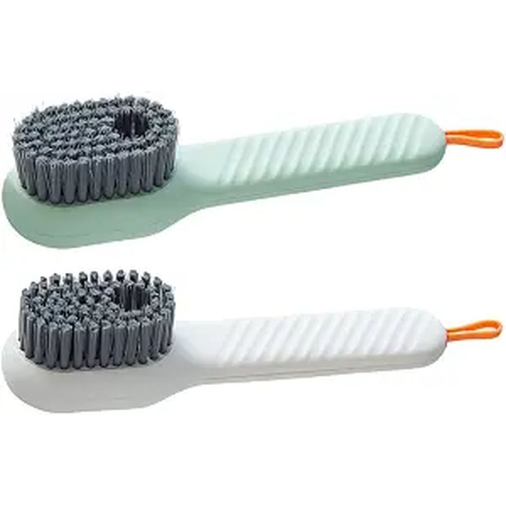 2 plastic shoe and clothing cleaning brushes - multi-purpose household cleaning tools (white, green)