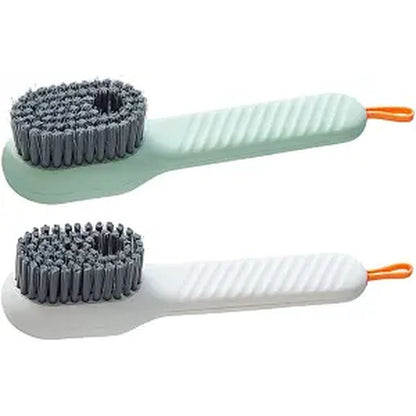 2 plastic shoe and clothing cleaning brushes - multi-purpose household cleaning tools (white, green)