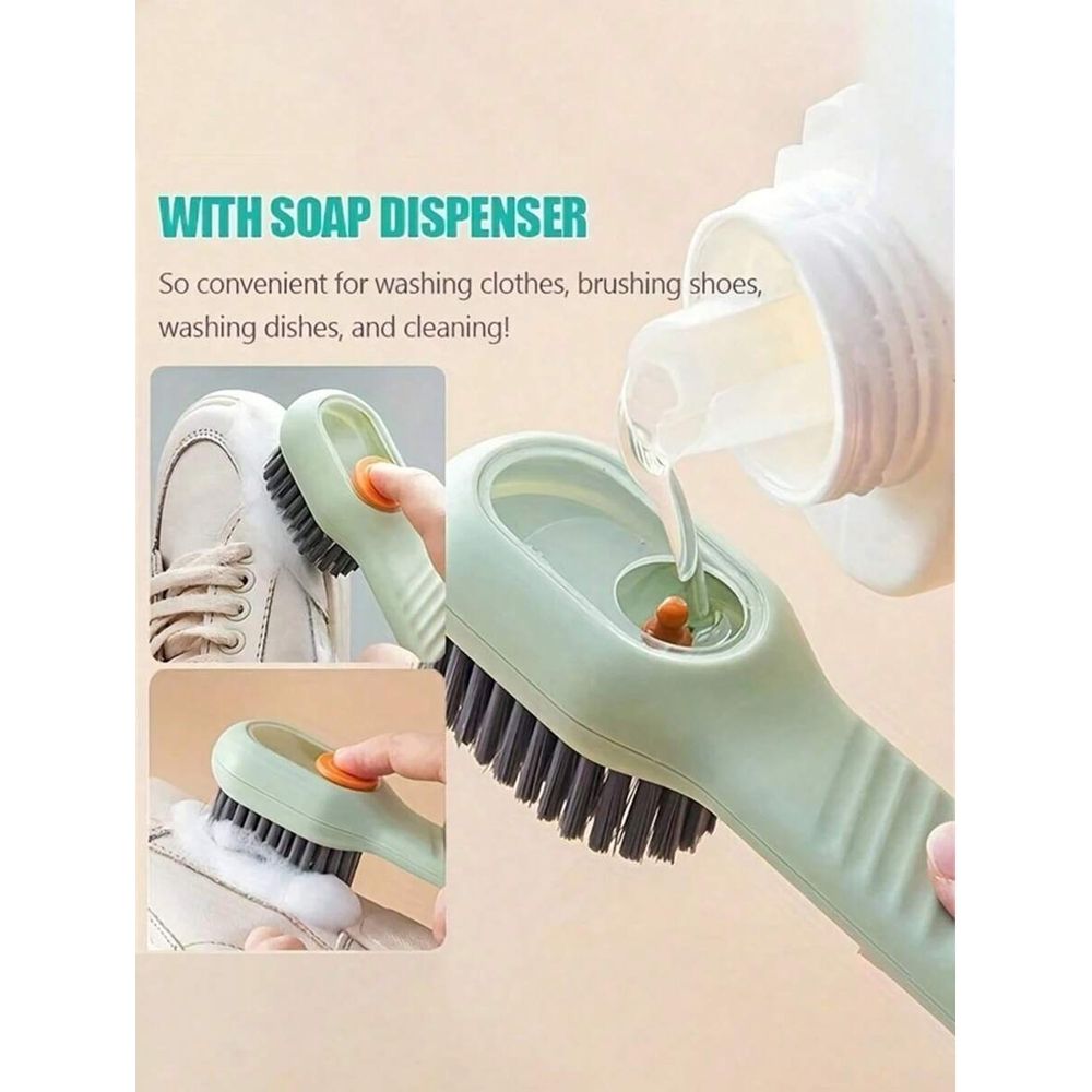 2 plastic shoe and clothing cleaning brushes - multi-purpose household cleaning tools (white, green)