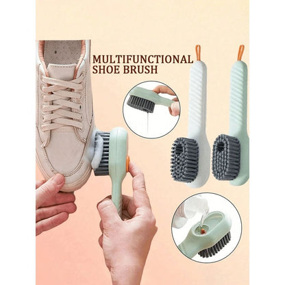 2 plastic shoe and clothing cleaning brushes - multi-purpose household cleaning tools (white, green)