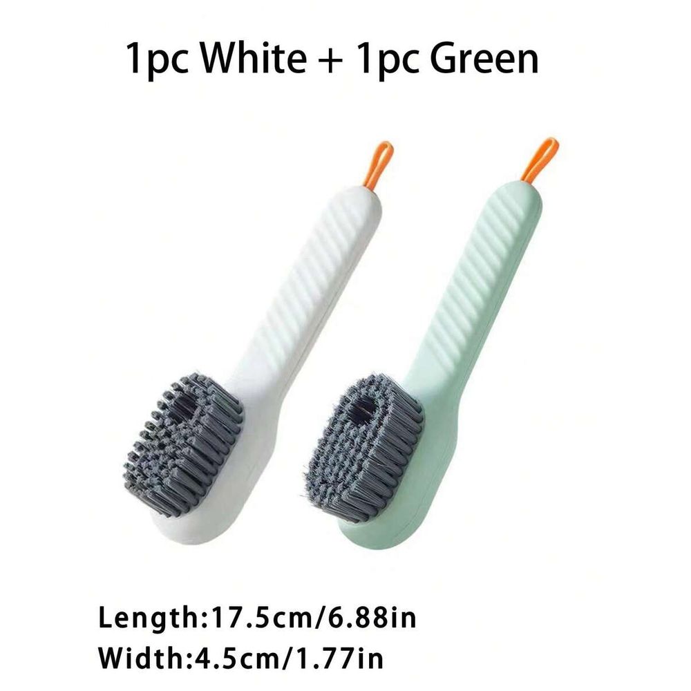 2 plastic shoe and clothing cleaning brushes - multi-purpose household cleaning tools (white, green)