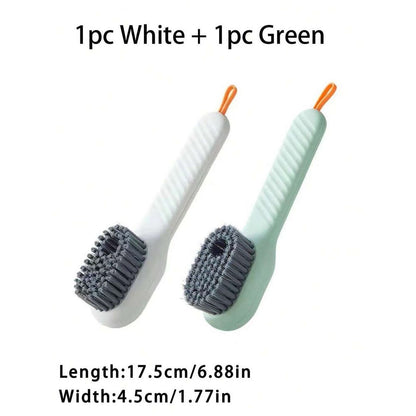 2 plastic shoe and clothing cleaning brushes - multi-purpose household cleaning tools (white, green)