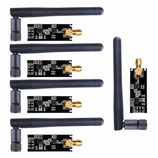 NRF24L01+PA+LNA Wireless Transceiver Transceiver Module 1100-Meter Long-Distance with Antenna 5Set,5 * Wireless Module 5 * Antenna,Black