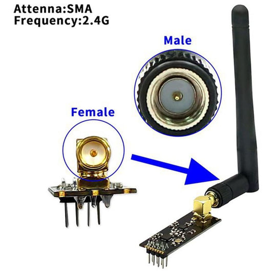 NRF24L01+PA+LNA Wireless Transceiver Transceiver Module 1100-Meter Long-Distance with Antenna 5Set,5 * Wireless Module 5 * Antenna,Black