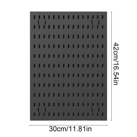Black Sleek Black No-Drill Pegboard Wall Mount With Drain Basket Hooks, Organizes Tools Towels And Supplies In Multiple Areas Of Your Home