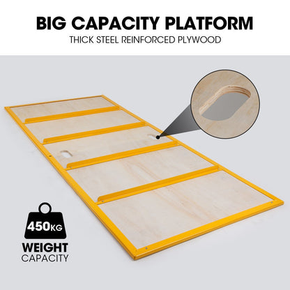 Baumr-AG 1.9 x 0.8 x 1.8m Adjustable Mobile Scaffold Platform, Guard Rail, Outrigger Wheel Set, Trapdoor Hatch