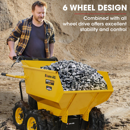 Baumr-AG 6 Wheel Motorised Wheelbarrow Dumper, Briggs & Stratton CR950 Petrol Engine, 500kg Capacity