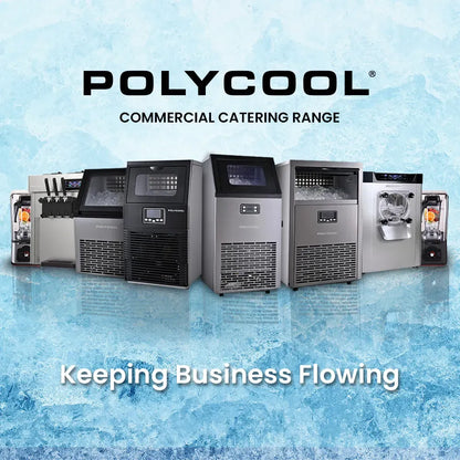 POLYCOOL Commercial 4L Benchtop Hard Ice Cream and Gelato Machine, 16L/hr output, 1400W, Stainless Steel, Digital Control Panel