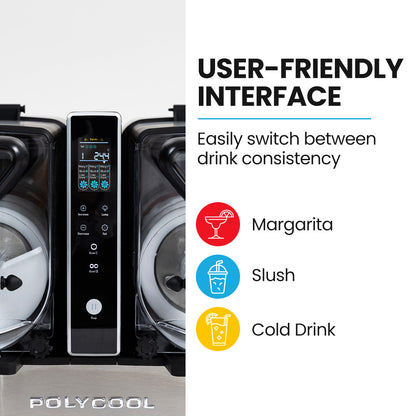 POLYCOOL 9L Triple Tank Slushie Machine, Independent Digital Control Slushy Maker
