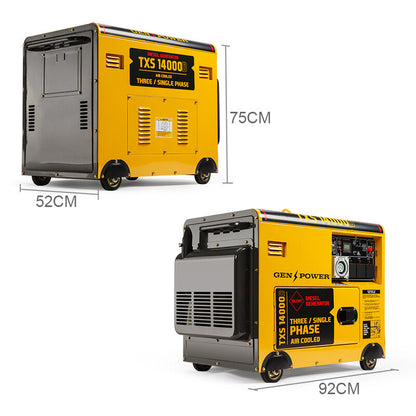 GENPOWER 7kW Peak 5kW Rated Commercial Diesel Generator, Electric Key Start, 1 x 20A 415V 3 Phase, 3 x 15A 240V