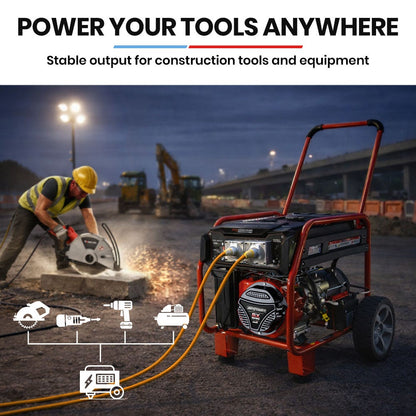 GENPOWER Portable Petrol Generator 8.4kW Max 6kW Rated Single Phase 18HP 420cc 4-Stroke Engine