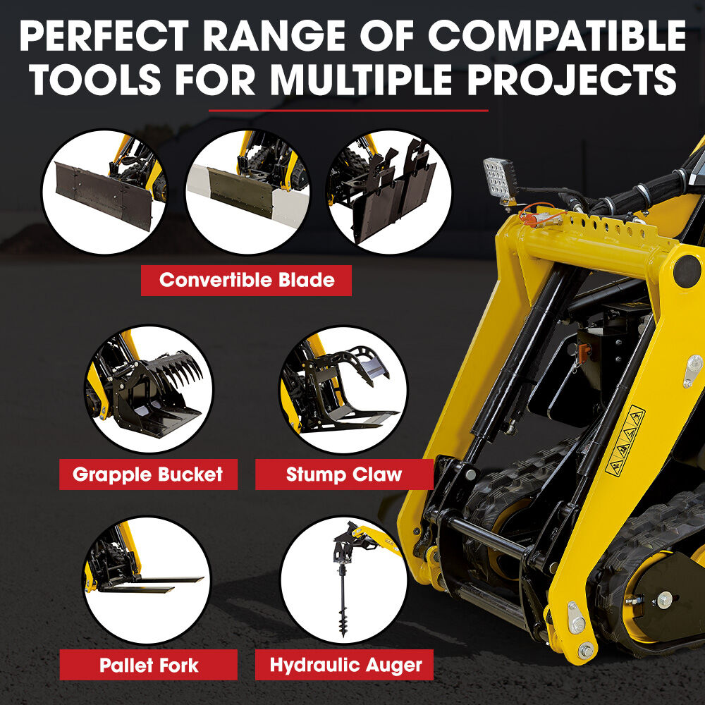 BAUMR-AG Post Hole Auger for BSR5000 Mini Loader Skid Steer, with 100mm & 200mm Bits, Quick Connect Hydraulics