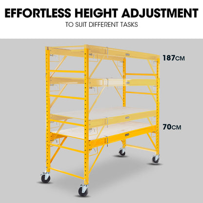 Baumr-AG Adjustable Mobile Scaffolding, 450kg Capacity, with Trapdoor Hatch