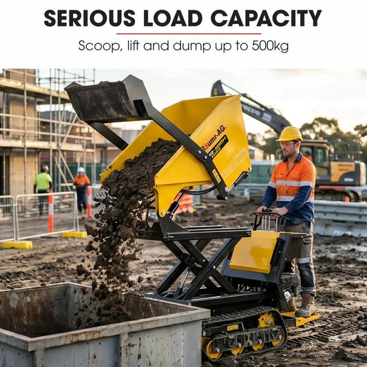 BAUMR-AG Tracked High Lifting/Tipping Power Barrow, 500kg Load Capacity, Hydrostatic, 9hp Engine