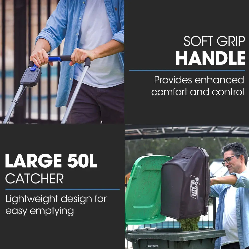 POWERBLADE 350CX 20V 13" Cordless Lawn Mower Kit, Fast Charger, 4Ah Battery, 5 Height, Brushless Electric, 330mm Cutting Path