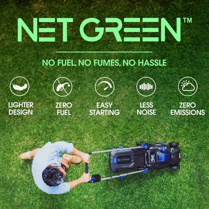 POWERBLADE 350CX 20V 13" Cordless Lawn Mower Kit, Fast Charger, 4Ah Battery, 5 Height, Brushless Electric, 330mm Cutting Path