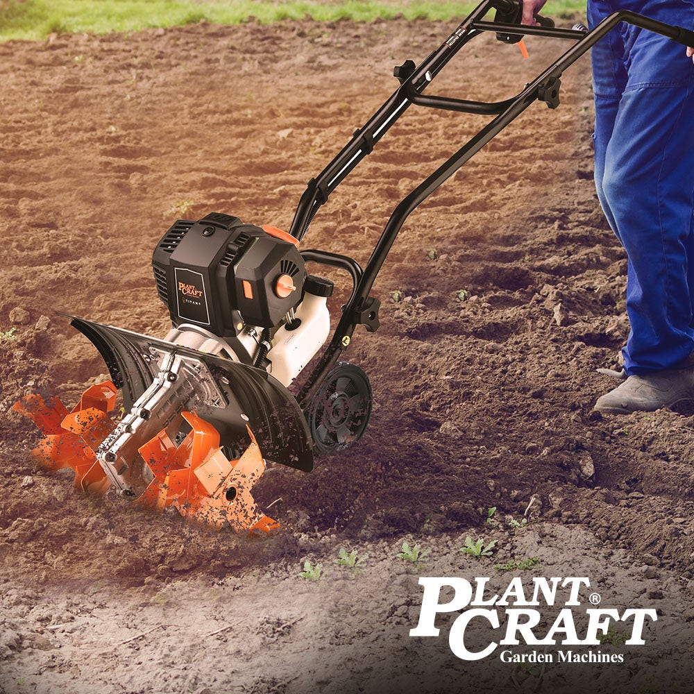 PLANTCRAFT 46CC Garden Cultivator Tiller Handheld 15" Inch Petrol 4-Stroke Titan 9