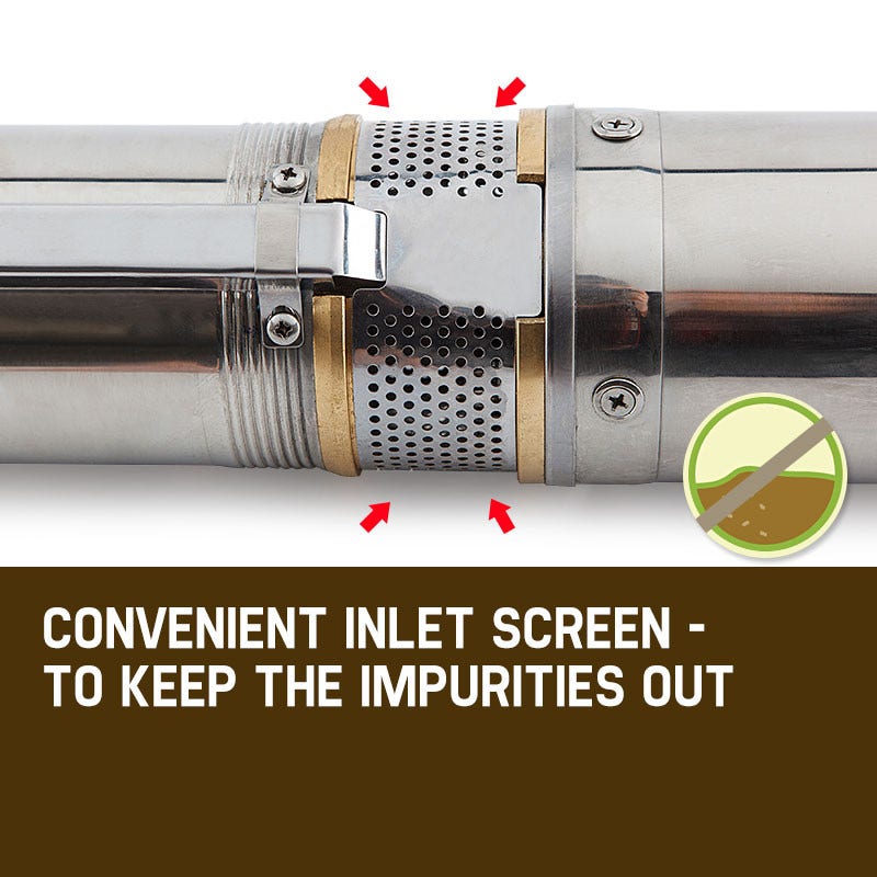 1HP Submersible Bore Water Pump Deep Well Irrigation Stainless Steel 240V