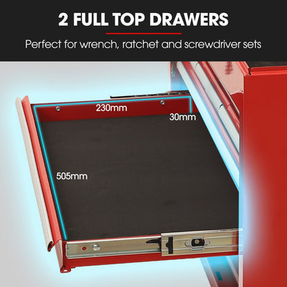 BULLET Pro 9 Drawer Tool Box Chest, Organiser Mechanic Garage Storage Toolbox Set - Red