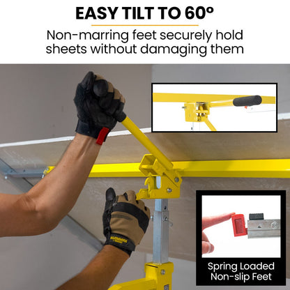 UNIMAC Drywall & Panel Lifter, 1200 x 3600 68kg Max Gyprock Sheet, Galvanised, No-mark Locking Castors