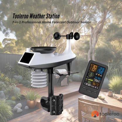 Tooleroo 7-in-1 Automatic Weather Station WiFi Outdoor Sensor Forecast
