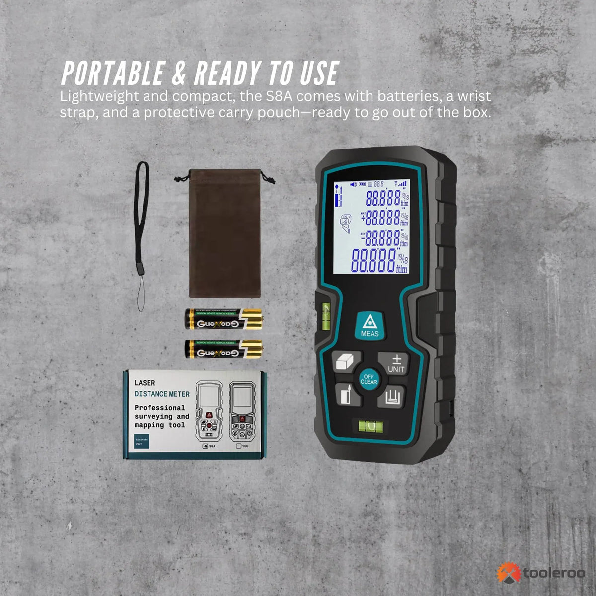 Tooleroo 40m Digital Laser Distance Measurer - LCD Area Volume Meter Tool