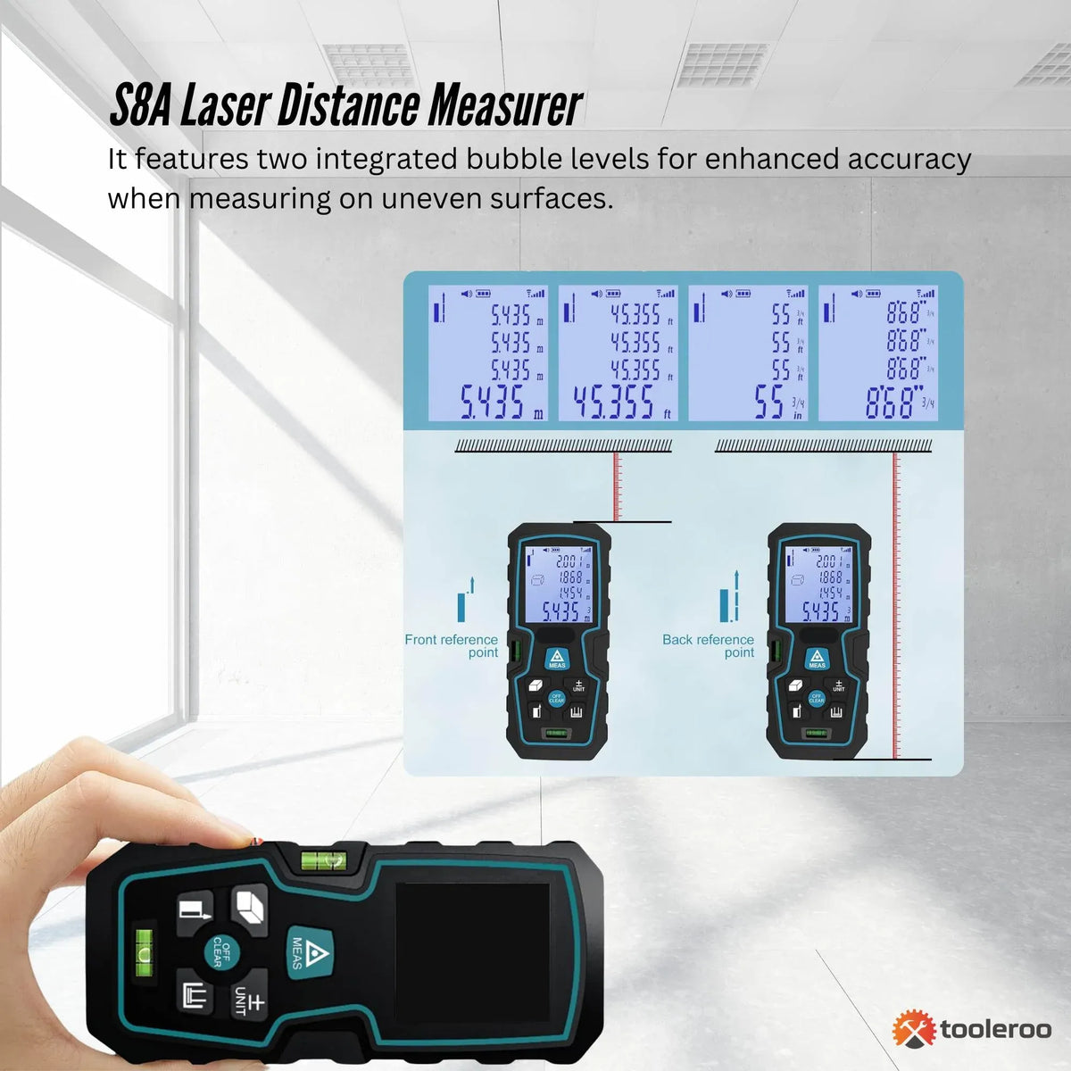 Tooleroo 100m Laser Distance Measurer Digital Area Volume Meter LCD Tool