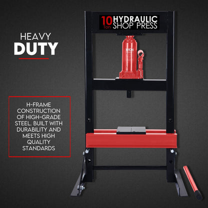 10 Ton Hydraulic Shop Press Workshop Jack Bending Stand H-Frame Tool Stand