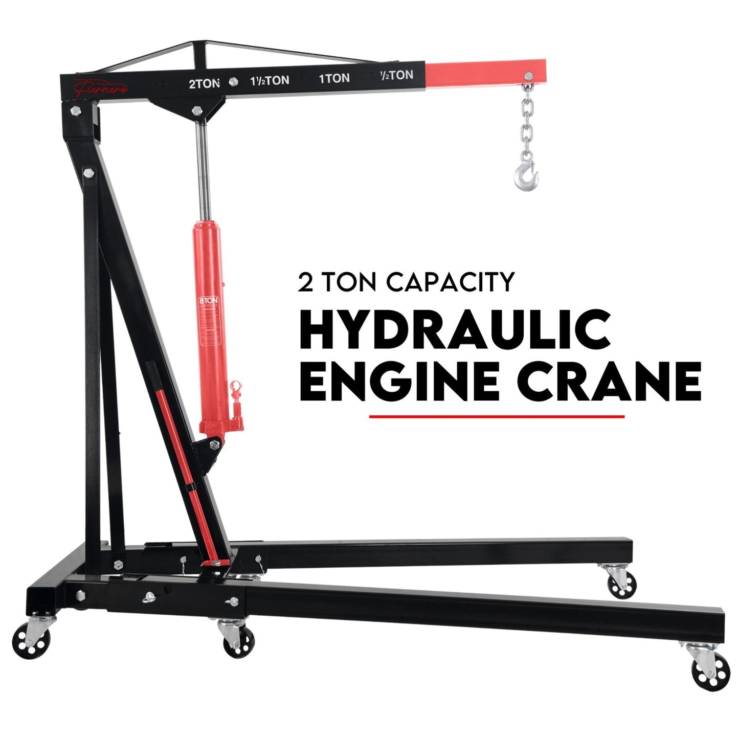 2 Ton Hydraulic Engine Crane Folding Hoist Stand Mobile Lifter Workshop Lift