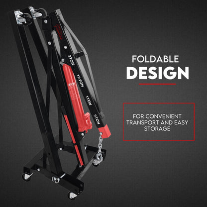 2 Ton Hydraulic Engine Crane Folding Hoist Stand Mobile Lifter Workshop Lift