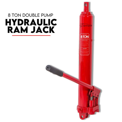 8 Ton Hydraulic Ram Jack Lift Shop Crane Engine Hoist Lifting Double Dual Pump