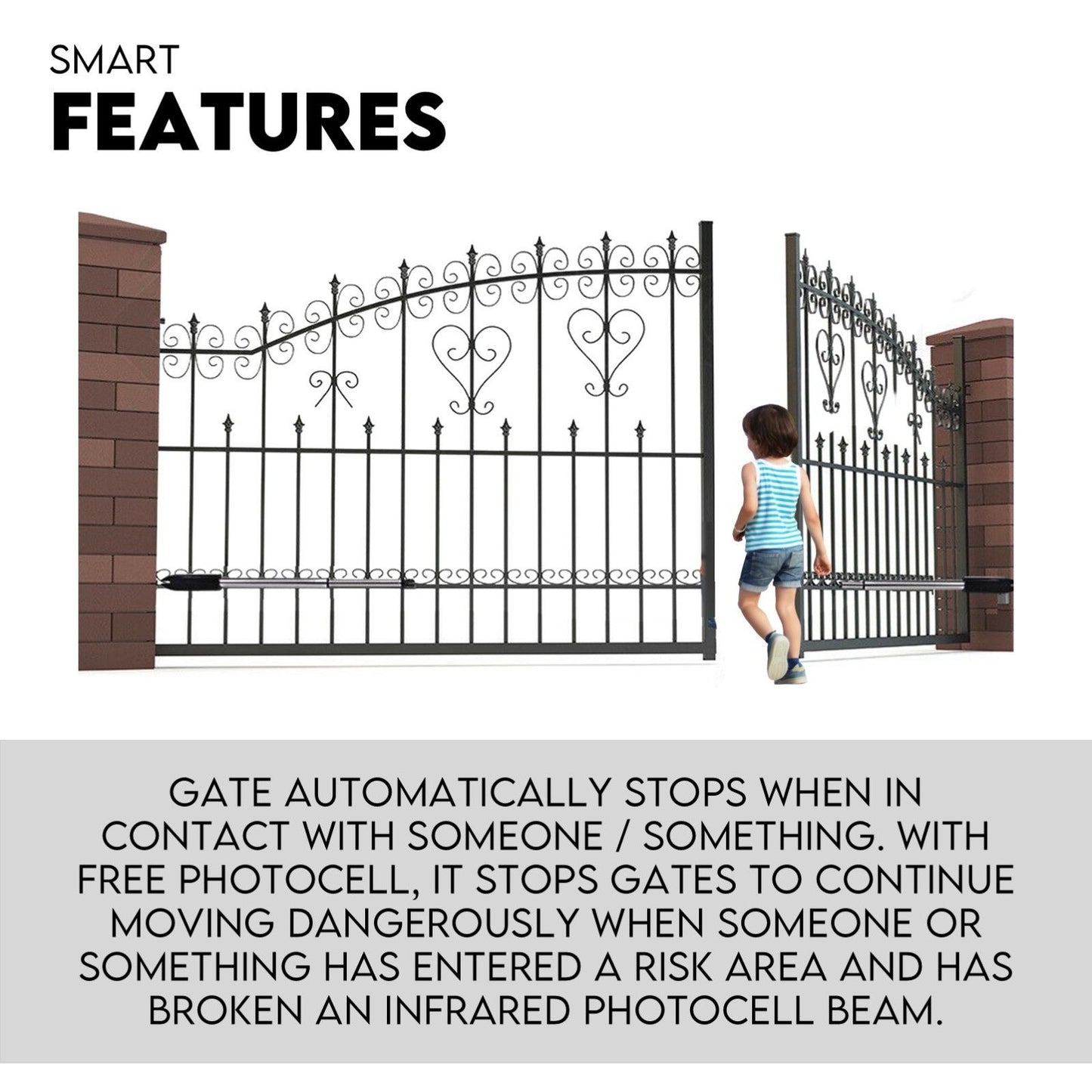 Full Solar Automatic 40W Double Swing Gate Opener Remote Keypad Control