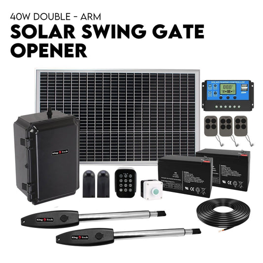 Double Swing Gate Opener Automatic Full Solar Power Kit Remote Control