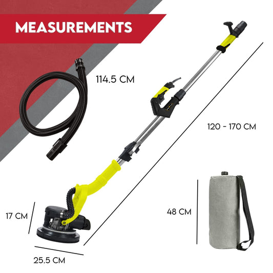 2000W Electric Drywall Sander Hand-Held Machine Plaster Wall Vacuum Bag 7-Speed