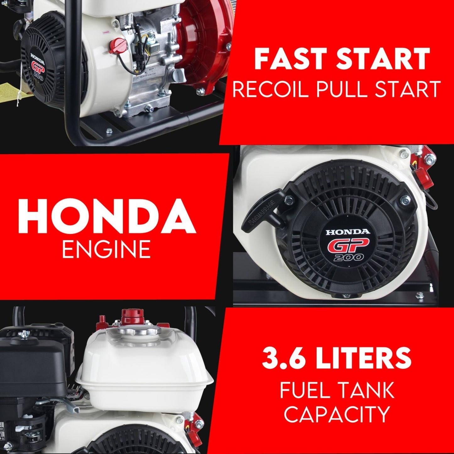6.5HP Petrol Water Pump Honda GP200 Twin Impeller Irrigation Fire Fighting