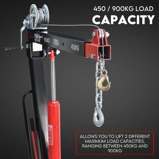 900kg Swivel Hydraulic Crane Hoist Jack UTE Trailer Truck Winch Pick up Lift