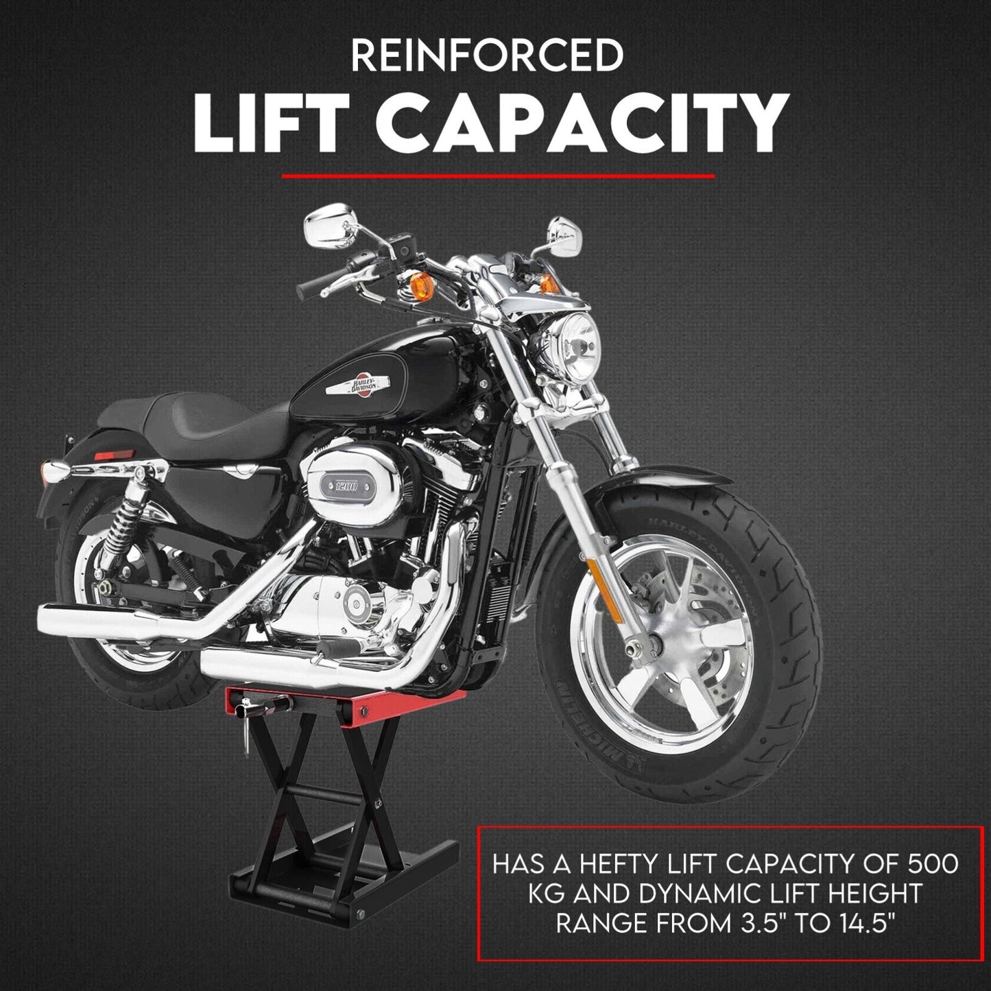 500kg Motorcycle Lift Scissor Jack Work Stand Motorbike Heavy Duty Bike